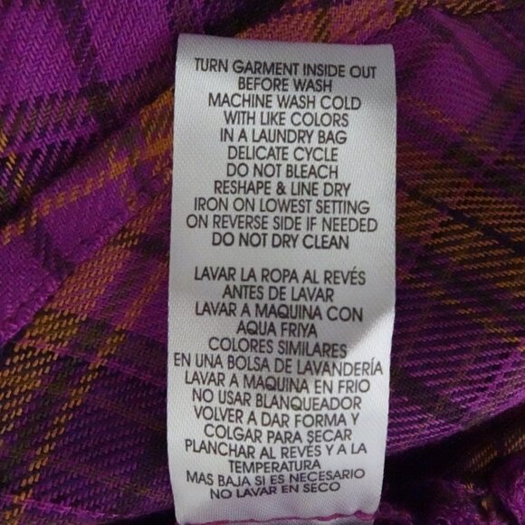 Democracy Ruffle Neck Shirt Blouse Plus Women's Plus Size 2X Purple Plaid - Picture 9 of 9